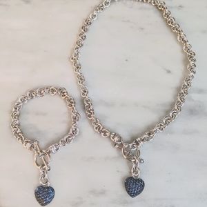 Sterling and blue sapphire necklace and bracelet